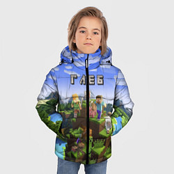 Куртка зимняя для мальчика Майнкрафт: Глеб, цвет: 3D-черный — фото 2
