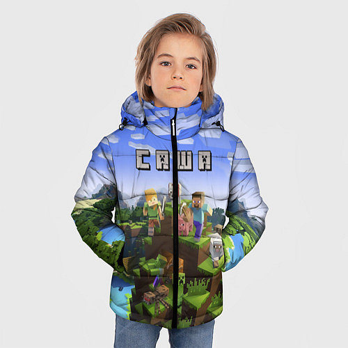 Зимняя куртка для мальчика Майнкрафт: Саша / 3D-Светло-серый – фото 3