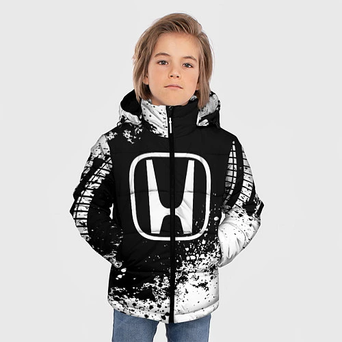 Зимняя куртка для мальчика Honda: Black Spray / 3D-Светло-серый – фото 3