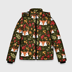 Куртка зимняя для мальчика Осенние лисички, цвет: 3D-черный