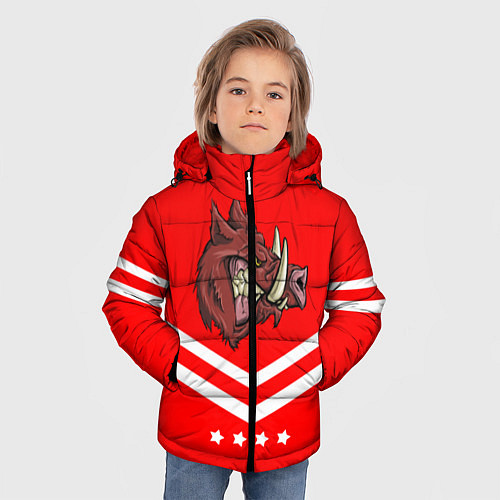 Зимняя куртка для мальчика Спартанский кабан / 3D-Светло-серый – фото 3