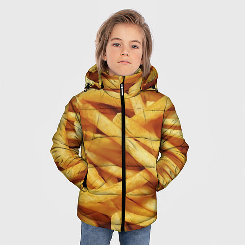 Зимняя куртка для мальчика Картофель фри / 3D-Светло-серый – фото 3