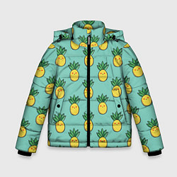 Куртка зимняя для мальчика Веселые ананасы, цвет: 3D-светло-серый