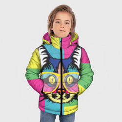 Куртка зимняя для мальчика Поп-арт котик, цвет: 3D-светло-серый — фото 2