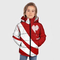 Куртка зимняя для мальчика Игра в сердца, цвет: 3D-светло-серый — фото 2