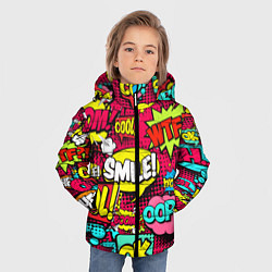 Куртка зимняя для мальчика Слова из комиксов, цвет: 3D-черный — фото 2