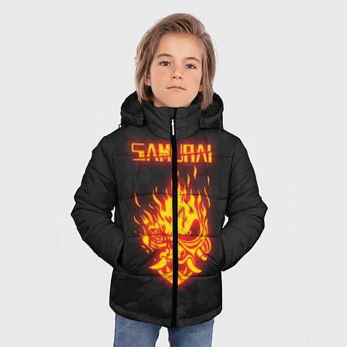 Зимняя куртка для мальчика Cyberpunk 2077: SAMURAI / 3D-Светло-серый – фото 3