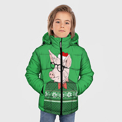 Куртка зимняя для мальчика New Year: Hipster Piggy, цвет: 3D-черный — фото 2