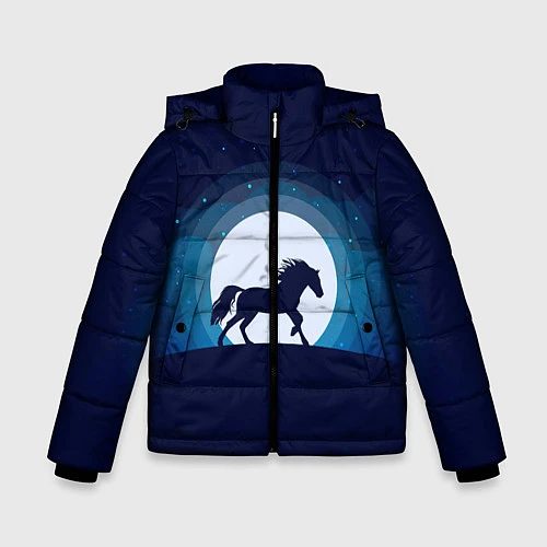 Зимняя куртка для мальчика Лошадь под луной / 3D-Красный – фото 1