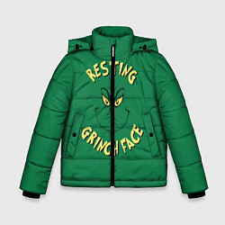 Куртка зимняя для мальчика Resting Grinch Face, цвет: 3D-черный