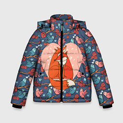 Куртка зимняя для мальчика Влюбленные лисички, цвет: 3D-черный
