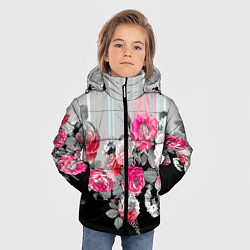 Куртка зимняя для мальчика Розы в темноте, цвет: 3D-черный — фото 2