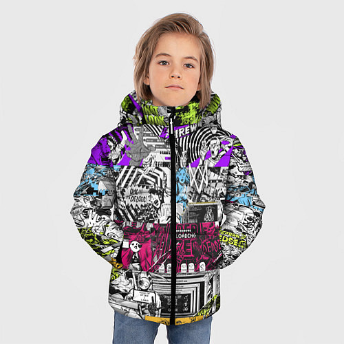 Зимняя куртка для мальчика Watch Dogs: Pattern / 3D-Светло-серый – фото 3