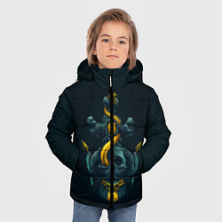 Куртка зимняя для мальчика Череп и золотой якорь, цвет: 3D-черный — фото 2