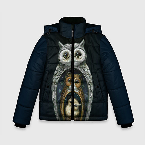 Зимняя куртка для мальчика Сова-матрешка / 3D-Светло-серый – фото 1