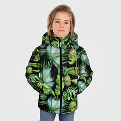 Куртка зимняя для мальчика Цветущие ананасы, цвет: 3D-черный — фото 2