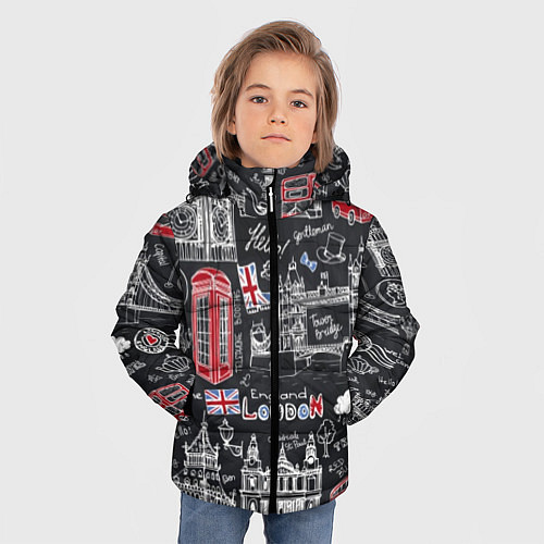 Зимняя куртка для мальчика Привет Лондон / 3D-Светло-серый – фото 3
