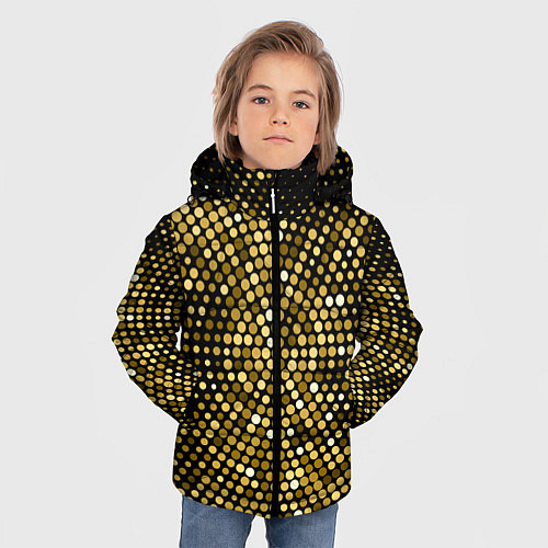 Зимняя куртка для мальчика Золотые блестящие блестки / 3D-Светло-серый – фото 3
