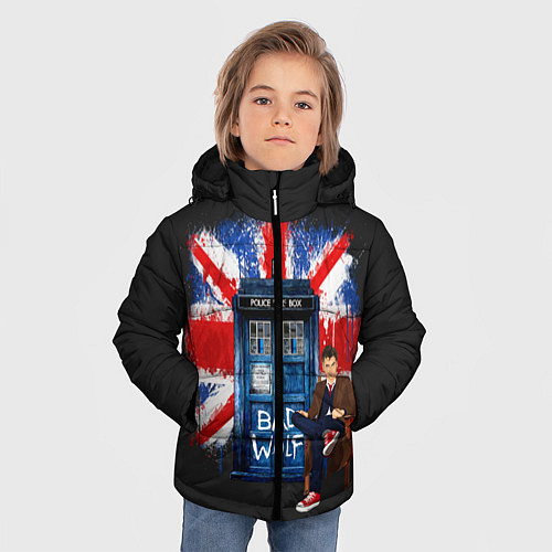 Зимняя куртка для мальчика Doctor Who: Bad Wolf / 3D-Светло-серый – фото 3