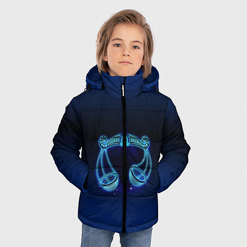 Зимняя куртка для мальчика Знаки Зодиака Весы / 3D-Светло-серый – фото 3
