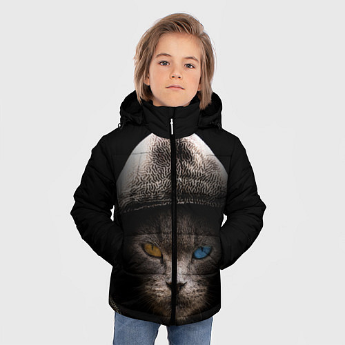 Зимняя куртка для мальчика Уличный кот / 3D-Светло-серый – фото 3