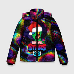 Куртка зимняя для мальчика BRAWL STARS LEON НОВОГОДНИЙ, цвет: 3D-черный