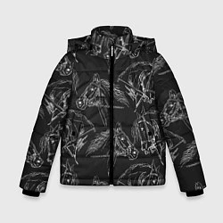 Куртка зимняя для мальчика Кони, цвет: 3D-черный