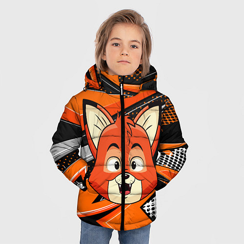Зимняя куртка для мальчика Рыжая лисичка / 3D-Светло-серый – фото 3
