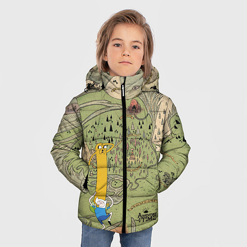 Зимняя куртка для мальчика Adventure time Map / 3D-Светло-серый – фото 3