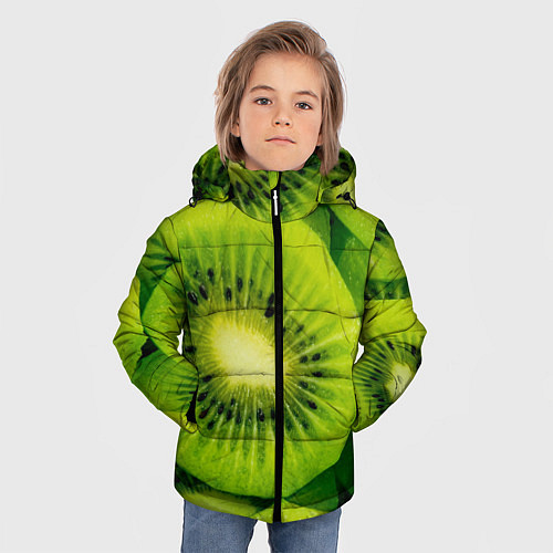 Зимняя куртка для мальчика Зеленый киви / 3D-Светло-серый – фото 3