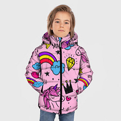 Куртка зимняя для мальчика Единороги, цвет: 3D-красный — фото 2
