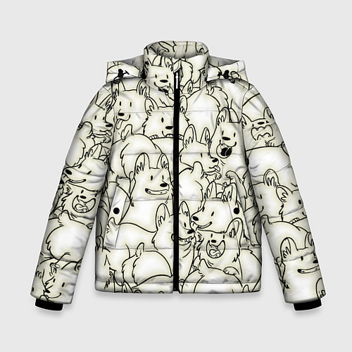 Зимняя куртка для мальчика Корги ЧБ / 3D-Красный – фото 1