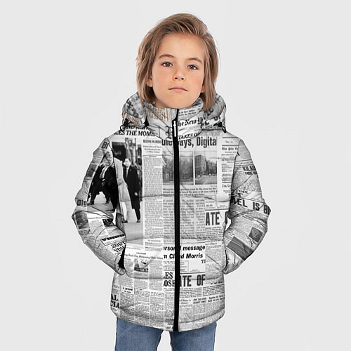 Зимняя куртка для мальчика Газета Newspaper / 3D-Светло-серый – фото 3