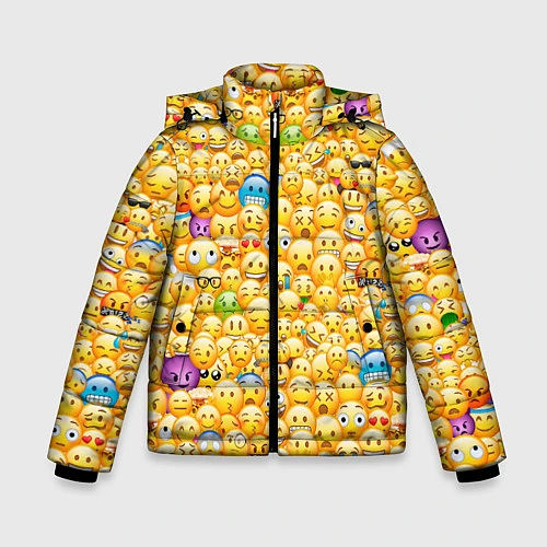 Зимняя куртка для мальчика Смайлики Emoji / 3D-Красный – фото 1