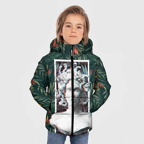 Зимняя куртка для мальчика Медуза Горгона / 3D-Светло-серый – фото 3