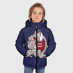 Куртка зимняя для мальчика Водолей Знак Зодиака, цвет: 3D-черный — фото 2