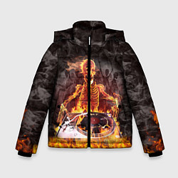 Куртка зимняя для мальчика Вечеринка у скелетов, цвет: 3D-черный