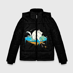 Куртка зимняя для мальчика Flat earth Cat, цвет: 3D-светло-серый