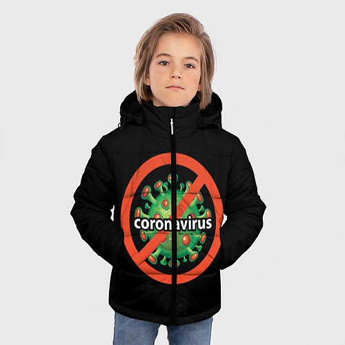 Зимняя куртка для мальчика Стоп коронавирус / 3D-Светло-серый – фото 3