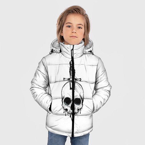 Зимняя куртка для мальчика Череп / 3D-Светло-серый – фото 3