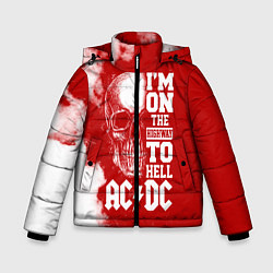 Куртка зимняя для мальчика I'm on the highway to hell ACDC, цвет: 3D-светло-серый