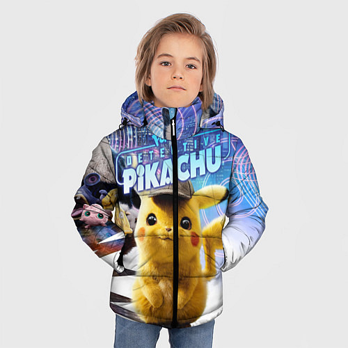 Зимняя куртка для мальчика Детектив Пикачу / 3D-Светло-серый – фото 3