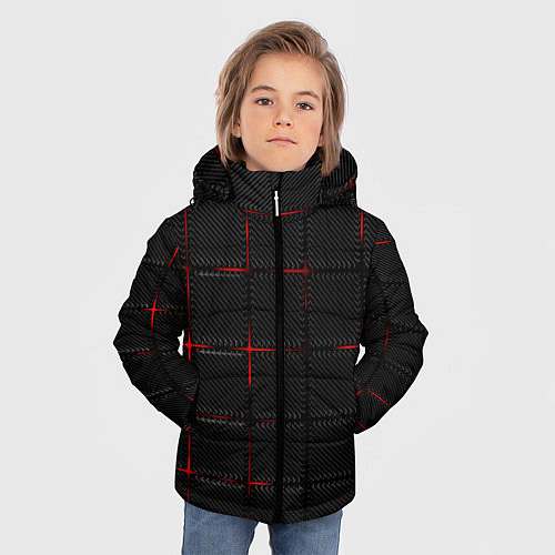 Зимняя куртка для мальчика 3D Плиты Red & Black / 3D-Светло-серый – фото 3