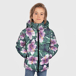 Куртка зимняя для мальчика Тропический цветок, цвет: 3D-черный — фото 2