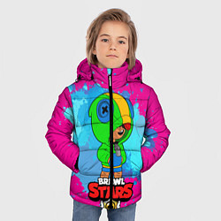 Куртка зимняя для мальчика Brawl Stars Leon брызги, цвет: 3D-красный — фото 2