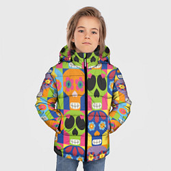 Куртка зимняя для мальчика Черепа паттерн, цвет: 3D-светло-серый — фото 2