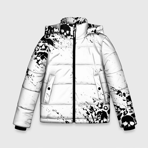 Зимняя куртка для мальчика БЕЛЫЕ ЧЕРЕПА / 3D-Красный – фото 1