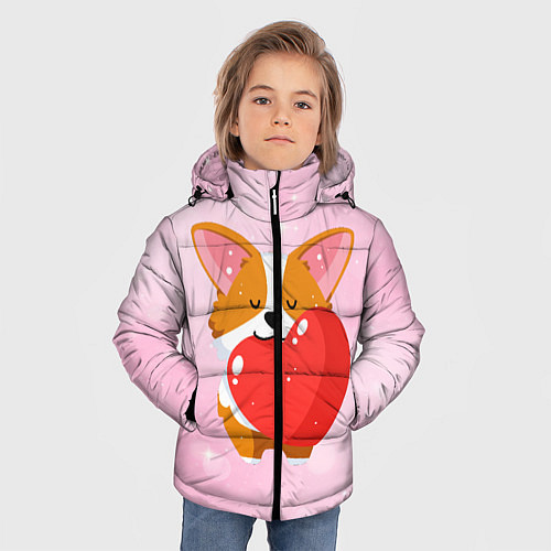 Зимняя куртка для мальчика Милый корги / 3D-Светло-серый – фото 3