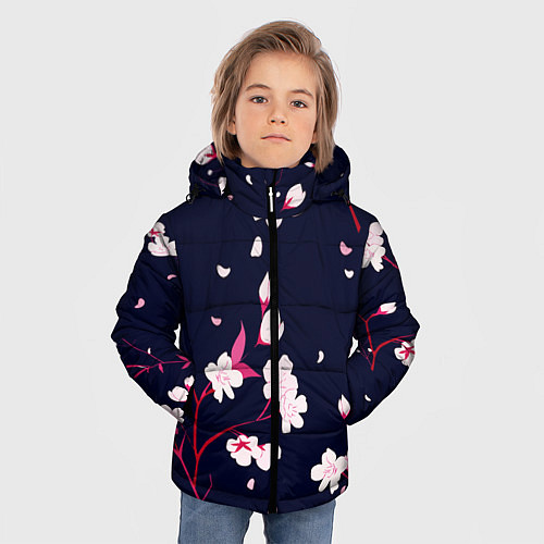 Зимняя куртка для мальчика Сакура / 3D-Светло-серый – фото 3