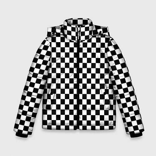 Зимняя куртка для мальчика Шахматка мелкая / 3D-Красный – фото 1